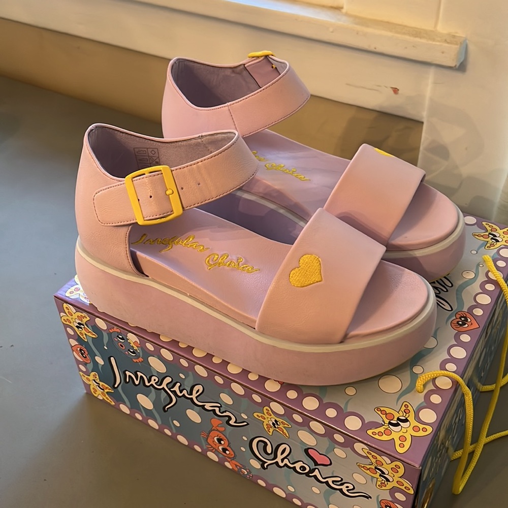 Irregular Choice Pastel Pastilles lavender platform sandals